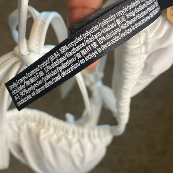 NWT PINK Lightly Lined Plunged White Halter Bikini Top L - Picture 6 of 10